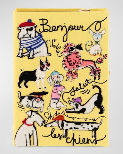 Olympia Le-Tan Bonjour Les Chiens Book Clutch Bag - Yellow