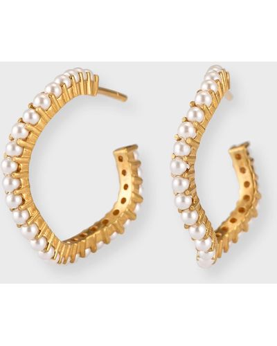 Joanna Laura Constantine Wave Pearl Hoop Earrings - Metallic