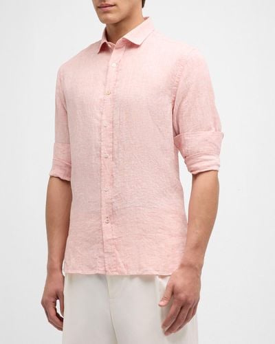 Swims Amalfi End-On-End Button-Front Linen Shirt - Pink