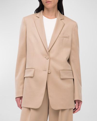 Another Tomorrow Oversized Virgin Wool Blazer - Natural