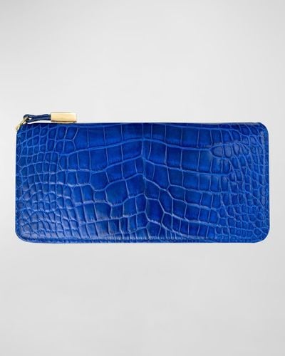 Abas Zip Alligator Continental Wallet - Blue