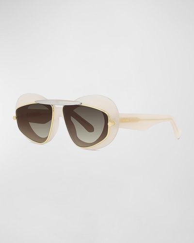 Loewe Wing Double-frame Geometric Sunglasses - White