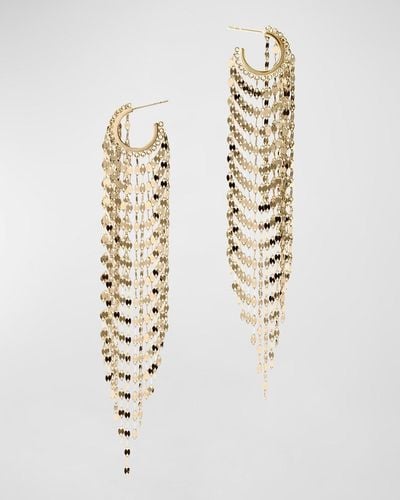 Lana Jewelry Extra-Long Blake Fringe Huggie Earrings, 4.25"L - White