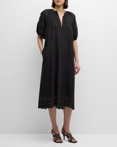 Vanessa Bruno Chakila Eyelet-Embroidered Midi Shift Dress - Black