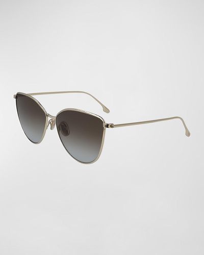 Victoria Beckham Hammered Metal Cat-Eye Sunglasses - White