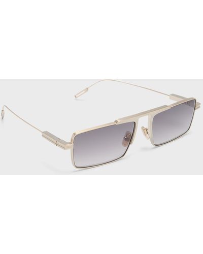 Zegna Ez0233 Metal Rectangle Sunglasses - Natural