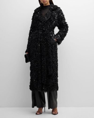 Le Superbe Extra Extra Sequin Faux-fur Cardi Coat - Black