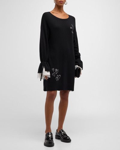 Cinq À Sept Tasha Mon Amour Embellished Midi Knit Dress - Black