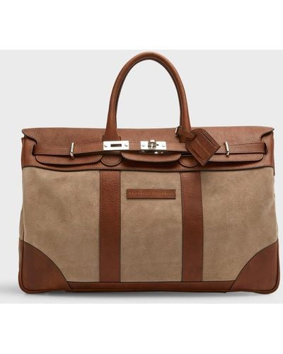 Brunello Cucinelli Country Suede Leather Duffel Bag - Brown