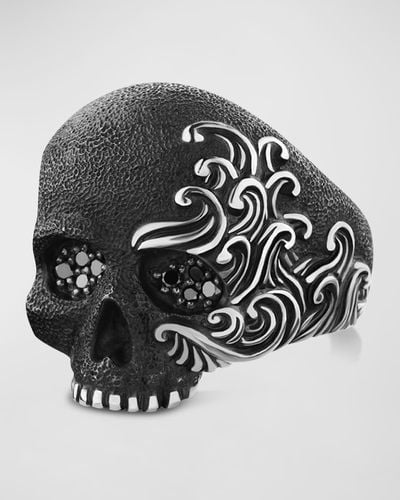 David Yurman Waves Large Skull Ring - Gray