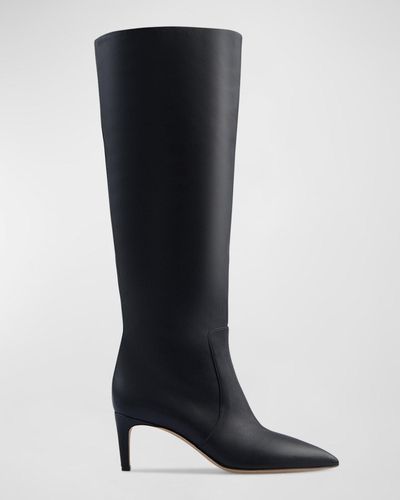 Paris Texas Leather 60Mm Low Stiletto Knee Boots - Black