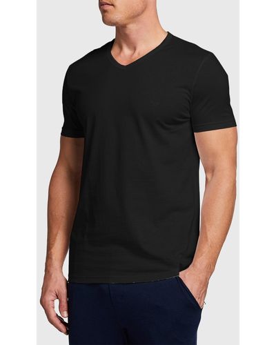 Emporio Armani V-Neck Three-Pack T-Shirts - Black