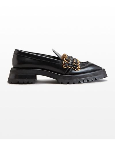 Balmain Army Chain-leather Strap Loafers - Black