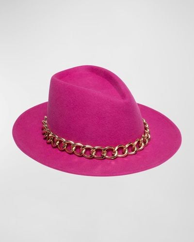 Eugenia Kim Blaine Wool Fedora With Chain - Pink