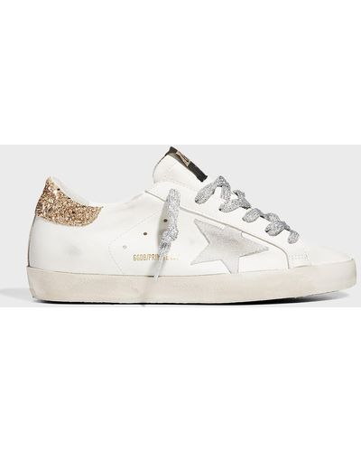Golden Goose Superstar Leather Glitter Low-Top Sneakers - White