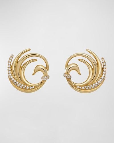 Krisonia 18k Yellow Gold Swan Earrings With Diamonds - Metallic