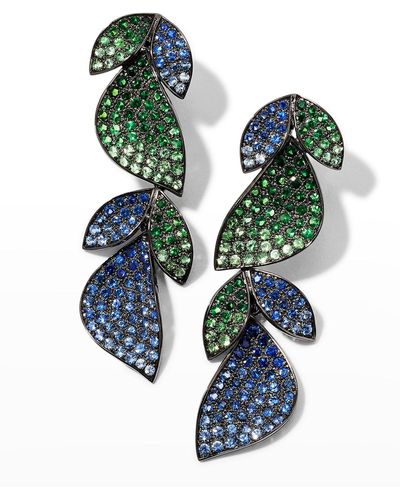 Alexander Laut Tsavorite And Sapphire Leaf Earrings - Green