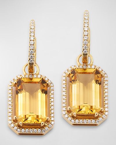 Goshwara Gossip Emerald-Cut Hoop Earrings With Diamonds - Metallic