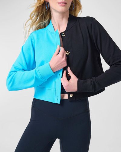 Terez Curacao And Black Crop Chili Cardigan - Blue