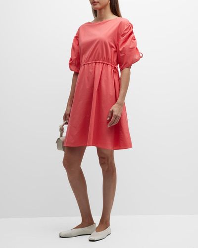 Emporio Armani Elbow-sleeve Drawstring A-line Dress - Red