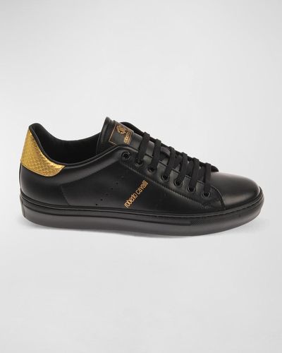 Roberto Cavalli Bicolor Leather Low-Top Sneakers - Black