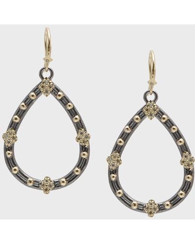 Armenta Old World Champagne Diamond Open Pear Earrings, 30Mm - Metallic