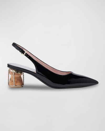 Kate Spade Soiree Patent Cork-heel Slingback Pumps - Black