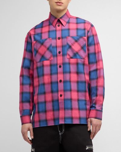 Givenchy Oversized Plaid Sport Shirt - Red