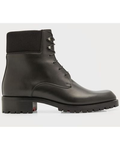 Christian Louboutin Trapman Sole Leather Combat Boots - Black