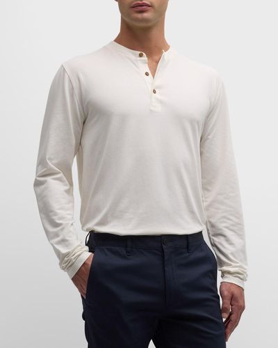 Peter Millar Cotton-Stretch Henley T-Shirt - White