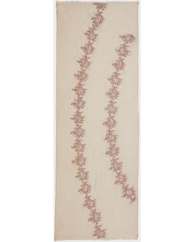 Bindya Accessories Floral Lace Cashmere-Silk Evening Wrap - Natural