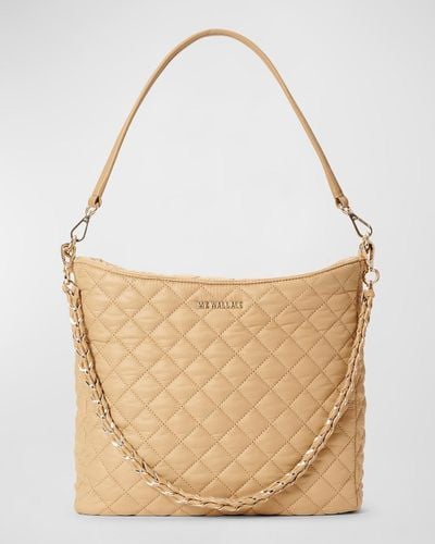MZ Wallace Crosby Quilted Nylon Hobo Bag - Natural