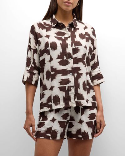 Lenny Niemeyer Cropped Wide Button-Front Shirt - Multicolor