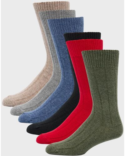 Neiman Marcus 6-Pack Knit Crew Socks - Multicolor