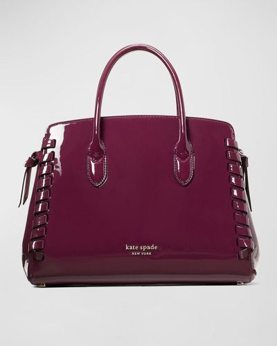 Kate Spade Knott Medium Woven Patent Leather Satchel Bag - Purple