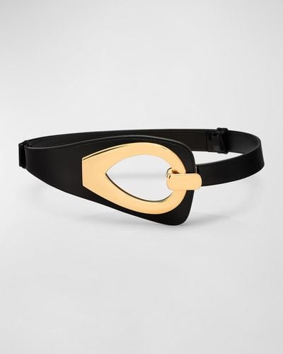 Tom Ford Cut-Out Leather & Brass Belt - Black