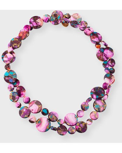 Devon Leigh Long Spiny Oyster Coin Necklace, 36"L - Pink