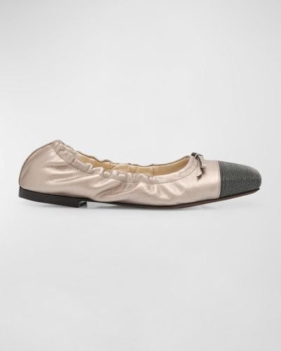 Brunello Cucinelli Metallic Cap-Toe Ballerina Flats - Multicolor