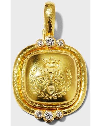 Elizabeth Locke 19k Yellow Gold Q Bee Diamond Pendant - Metallic