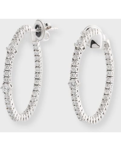 Zydo 18k White Gold Hoop Earrings With Diamonds, 1.81tcw - Multicolor