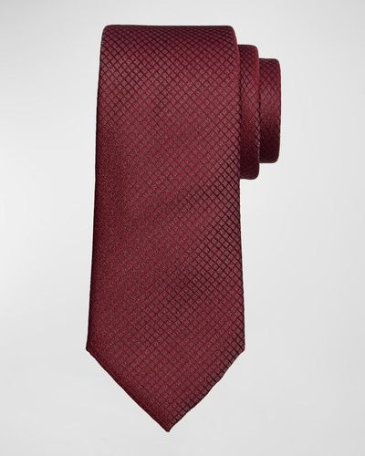 Emporio Armani Tonal Jacquard Silk Tie - Red