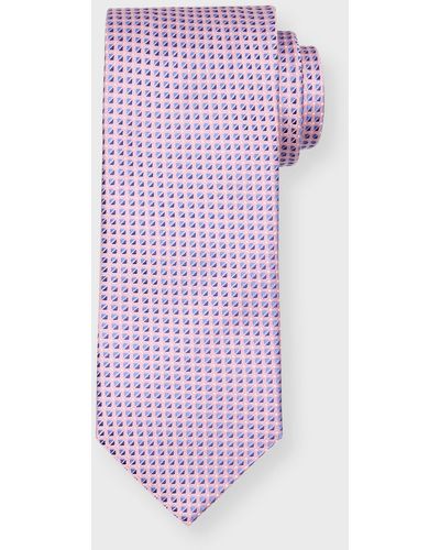 Eton Micro-Geometric Jacquard Silk Tie - Purple