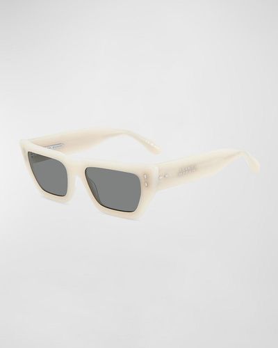 Isabel Marant Im0159S Logo Acetate Rectangle Sunglasses - White