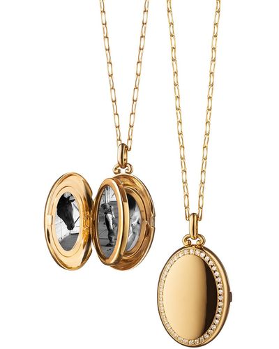 Monica Rich Kosann 18k Yellow Gold Four Image Midi Diamond Locket Necklace - Metallic