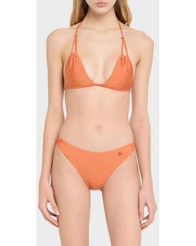 Loro Piana Summer Shell Pleated Triangle Swim Top - Orange