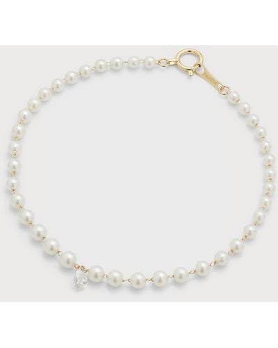 Mizuki Akoya Pearl And Pear Diamond Bracelet - Natural