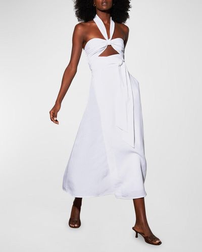 Mara Hoffman Paula Linen-Blend Wrap Midi Dress - White