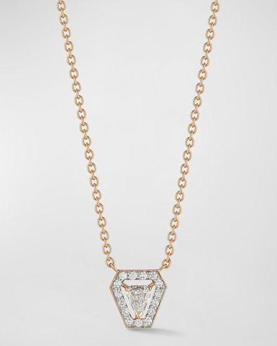 WALTERS FAITH Keynes 18k Rose Gold Diamond Shield Pendant Necklace - White