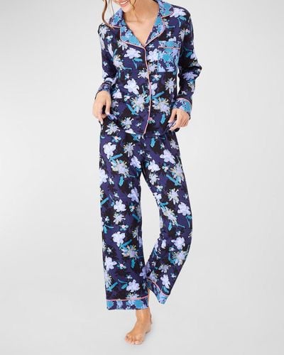 Alivia Sofia Cropped Floral-print Pajama Set - Blue