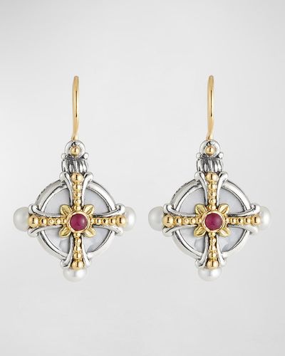 Konstantino Hestia Pearl & Ruby Drop Earrings - Metallic